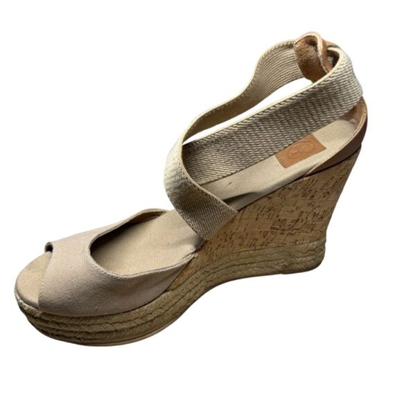 Tory Burch Women's Size 11 ‘Natanya’ Linen Blend Cork Espadrille Wedges - Picture 5 of 11